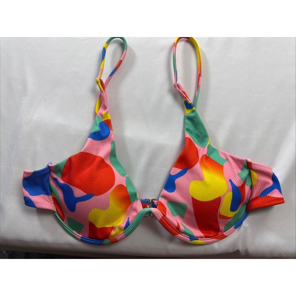 ZAFUL Women's Bikini Top Ribbed Underwire Adjustable Back Clasp Large - Picture 1 of 14